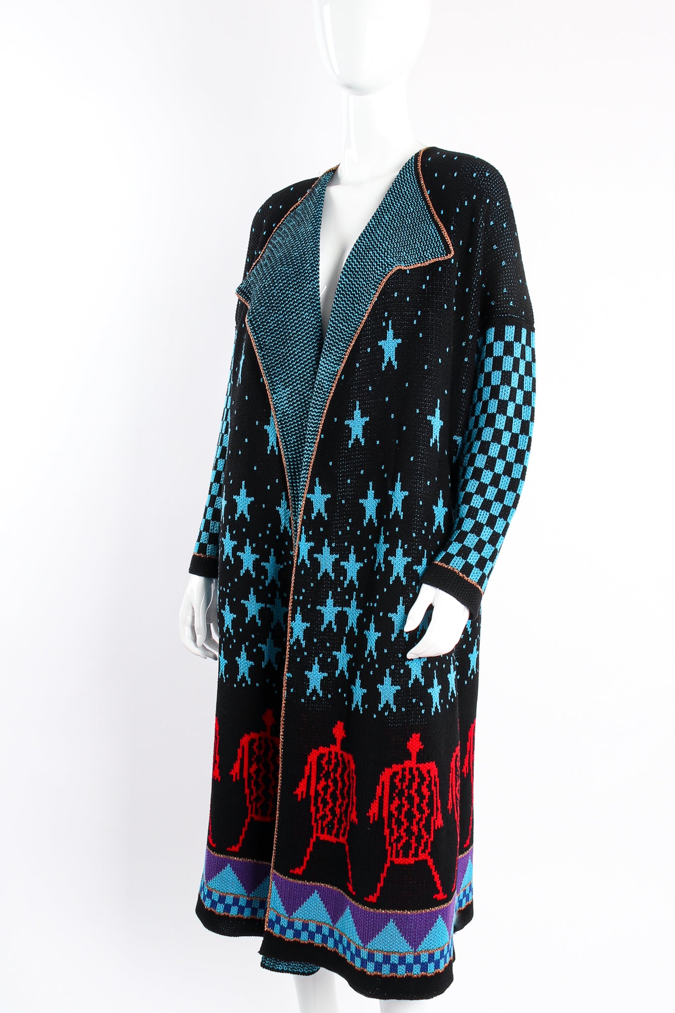 Vintage Summa Starry Sky Knit Cardigan Duster Coat on Mannequin angle at Recess Los Angeles