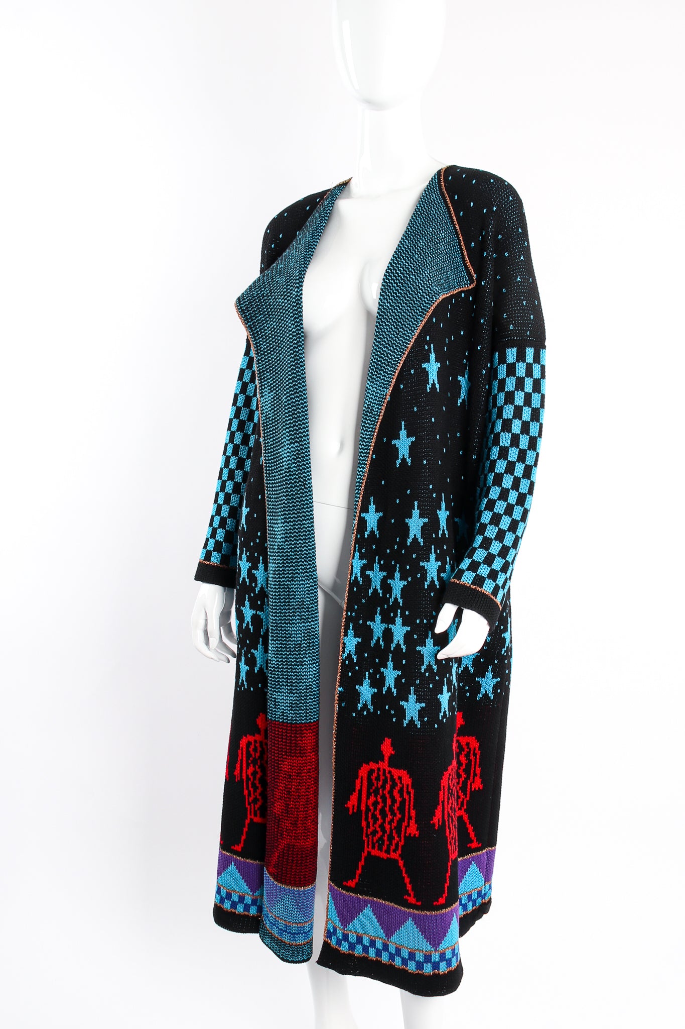 Vintage Summa Starry Sky Knit Cardigan Duster Coat on Mannequin open at Recess Los Angeles