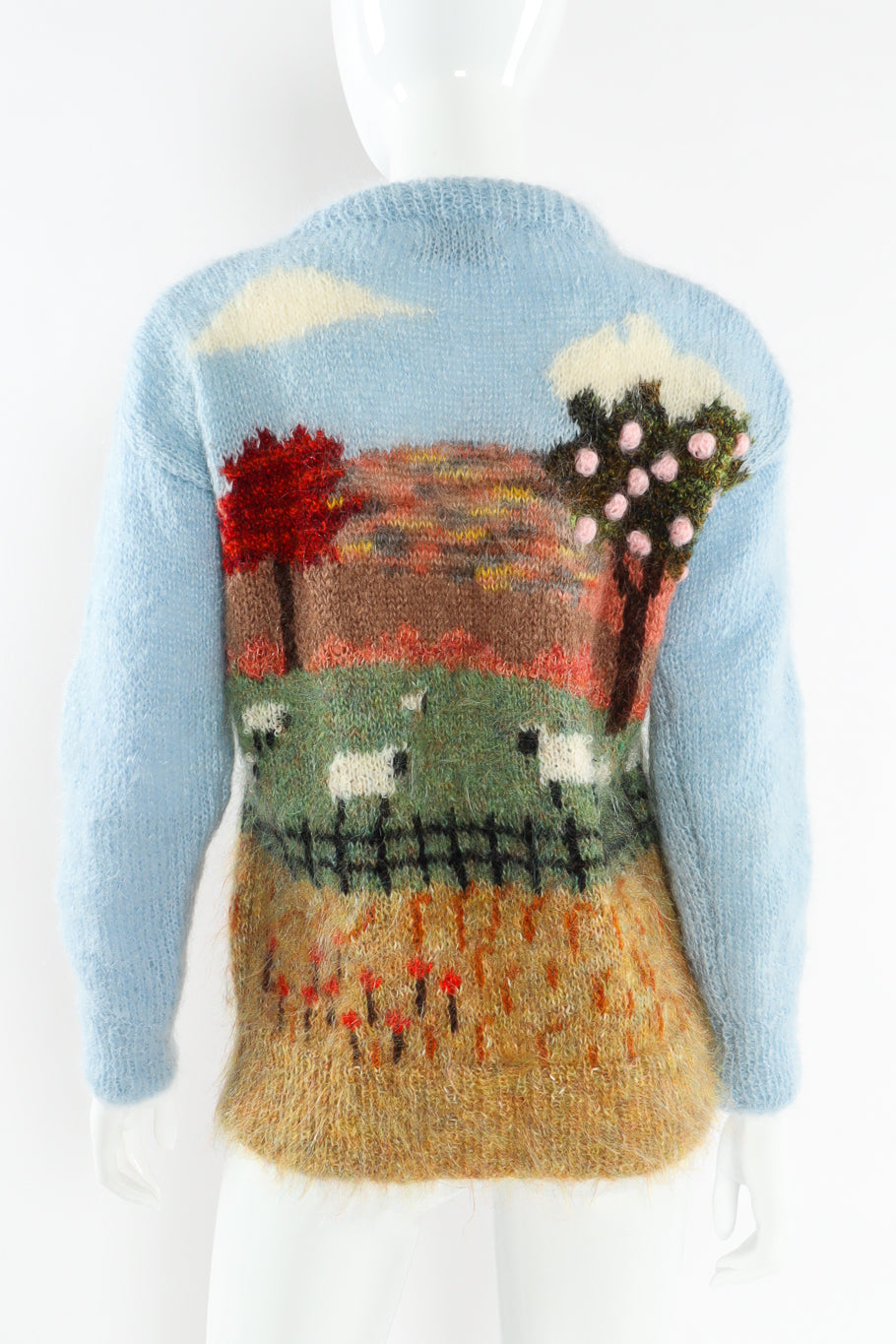 Vintage Susie Lee Lamb Nature Mohair Knit Sweater mannequin back close sleeves down  @ Recess LA