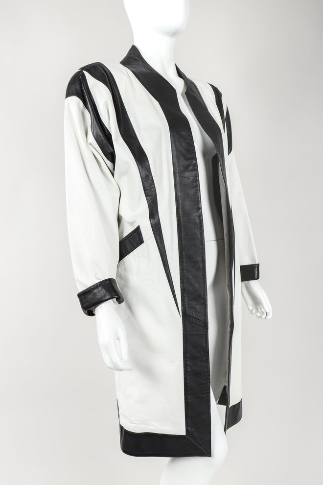 Recess Vintage Suzanne Van Den Heurk Contrast Leather Open Jacket on Mannequin, Angled