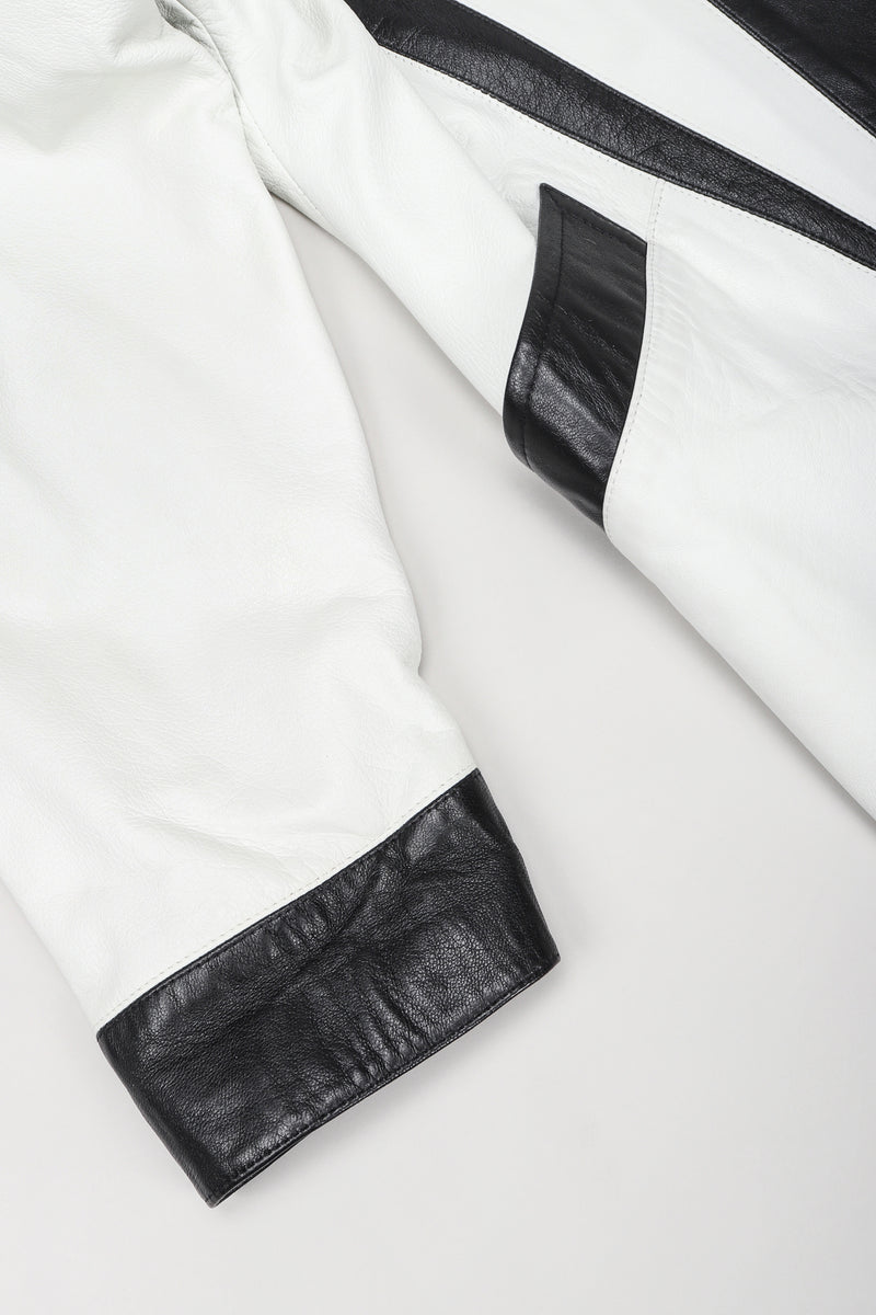 Recess Vintage Suzanne Van Den Heurk Contrast Long Leather Jacket Sleeve Detail