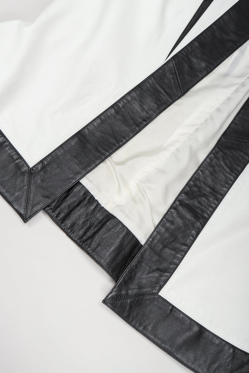 Recess Vintage Suzanne Van Den Heurk Contrast Long Leather Jacket, Hem Detail