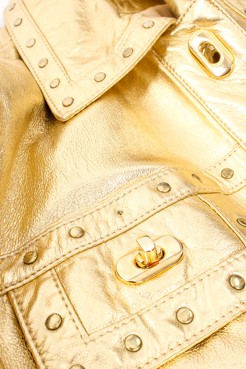 Vintage Suzelle Gold Leather Turnlock Jacket missing rivet at Recess Los Angeles