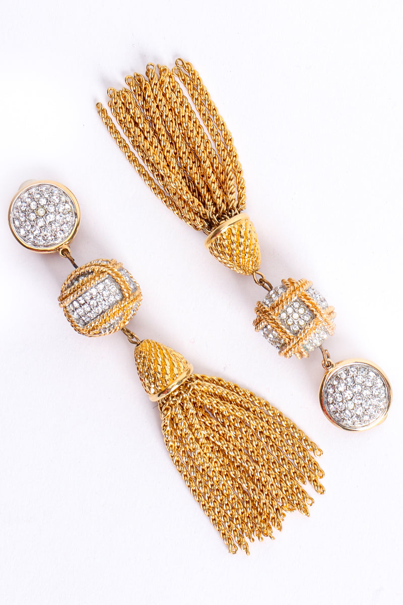 Vintage Swarovski Crystal Chain Tassel Drop Earrings at Recess Los Angeles