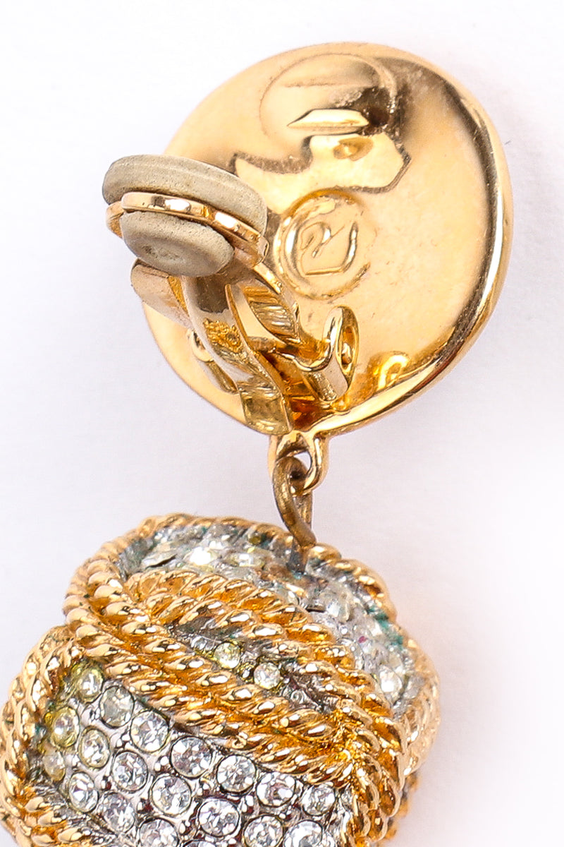 Vintage Swarovski Crystal Chain Tassel Drop Earrings signature cartouche at Recess Los Angeles