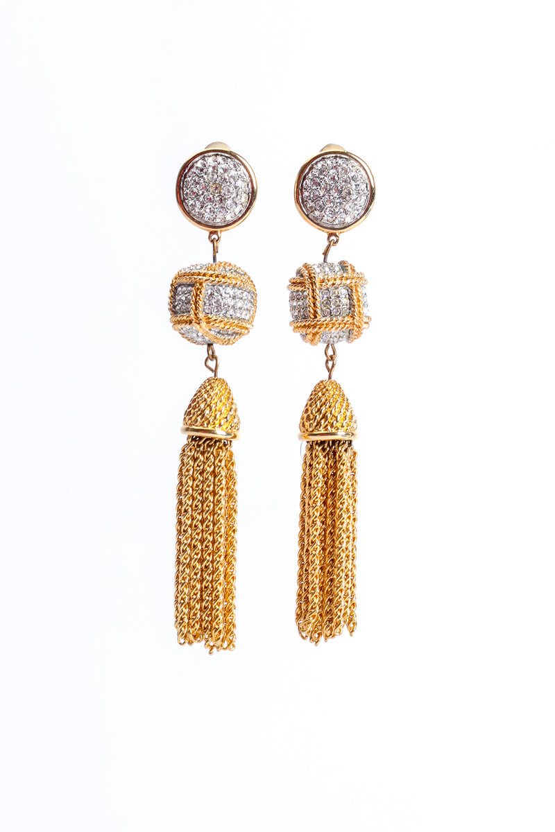 Vintage Swarovski Crystal Chain Tassel Drop Earrings at Recess Los Angeles