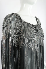 Vintage Sweelo Sheer Sequined Chiffon Midi Dress on Mannequin neckline at Recess Los Angeles