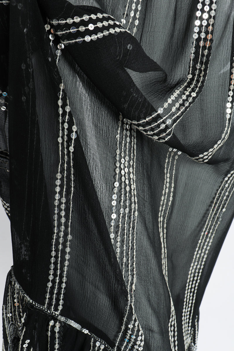 Vintage Sweelo Sheer Sequined Chiffon Midi Dress fabric detail at Recess Los Angeles