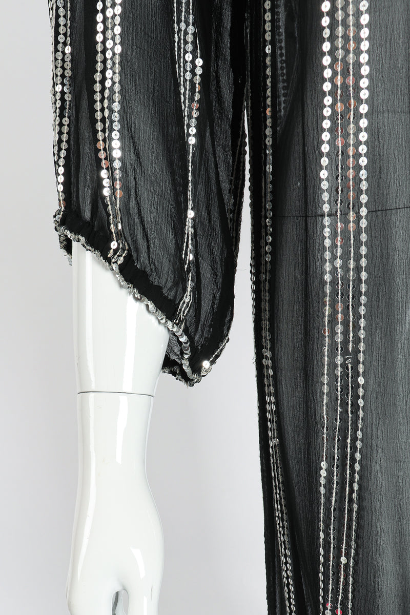 Vintage Sweelo Sheer Sequined Chiffon Midi Dress sleeve garter at Recess Los Angeles
