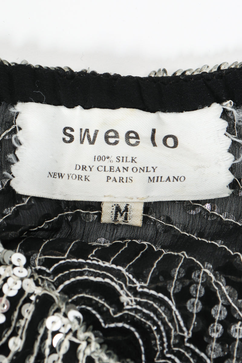 Vintage Sweelo Sheer Sequined Chiffon Midi Dress label at Recess Los Angeles