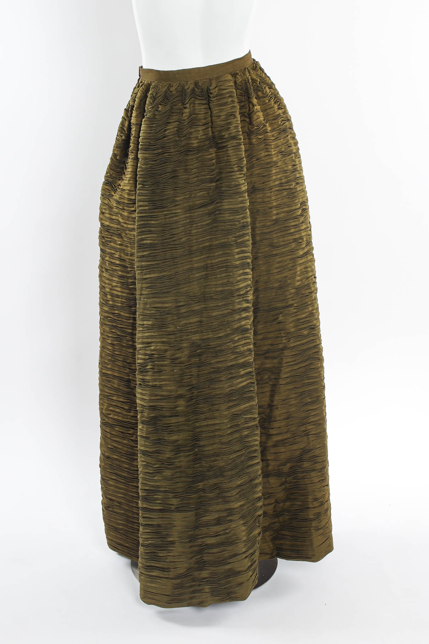 Vintage Sybil Connolly Hand Pleated Linen Skirt mannequin back @ Recess LA
