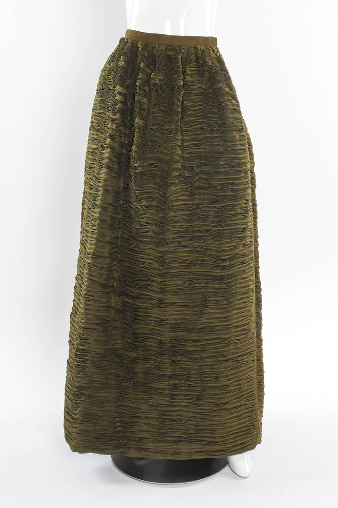 Vintage Sybil Connolly Hand Pleated Linen Skirt mannequin front @ Recess LA