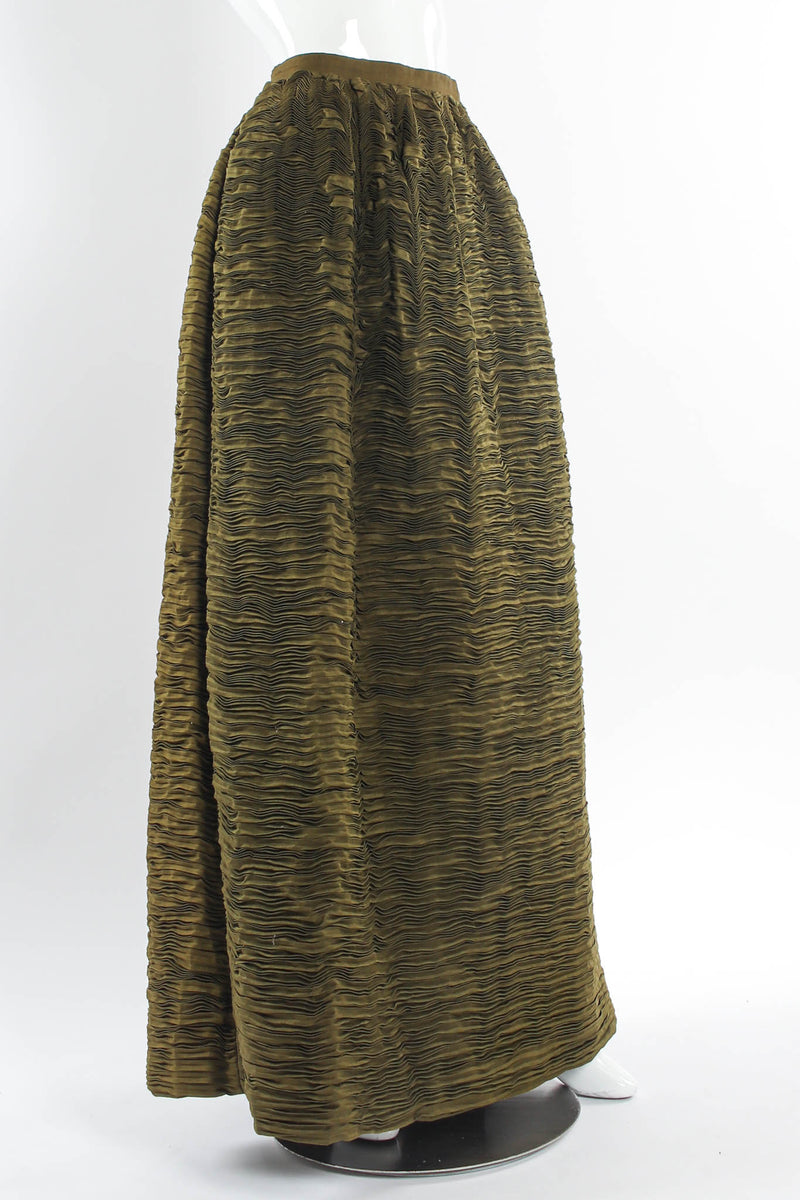 Vintage Sybil Connolly Hand Pleated Linen Skirt mannequin angle  @ Recess LA