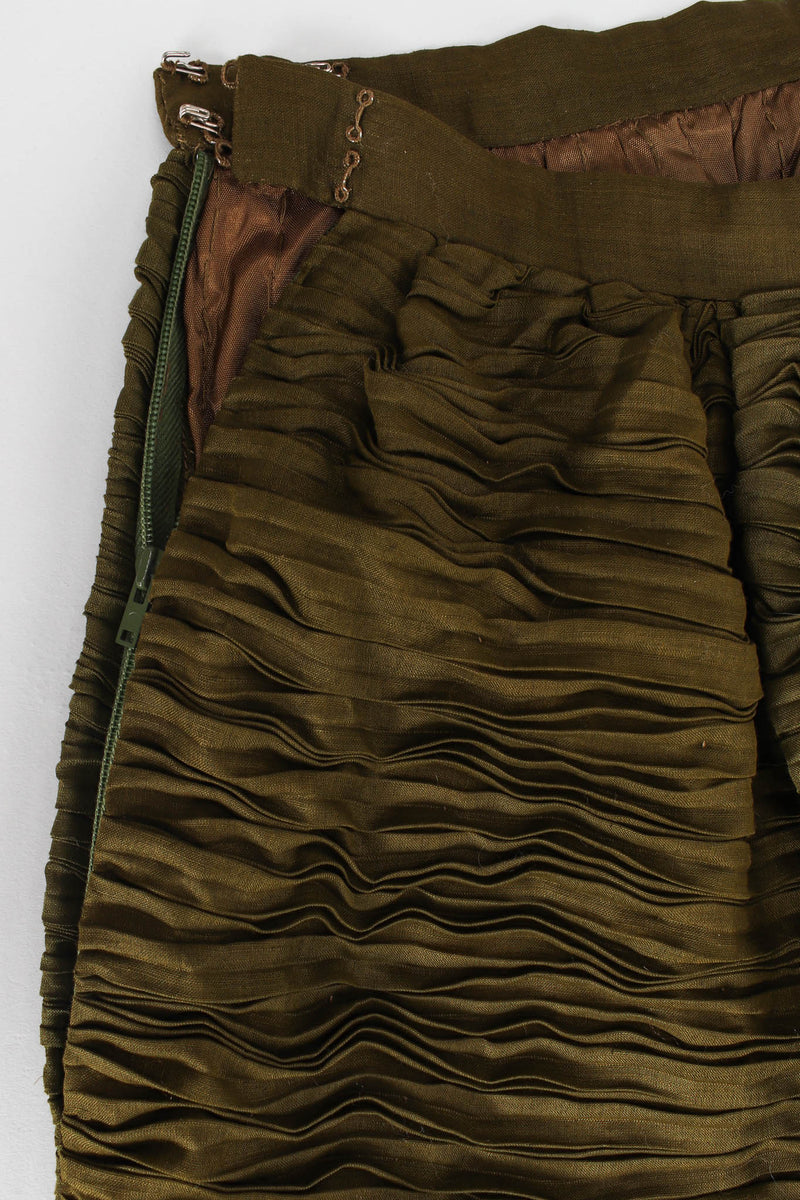 Vintage Sybil Connolly Hand Pleated Linen Skirt skirt opening @ Recess LA