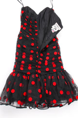 Vintage Tadashi Strapless Velvet Dot Mesh Dress zip at Recess Los Angeles