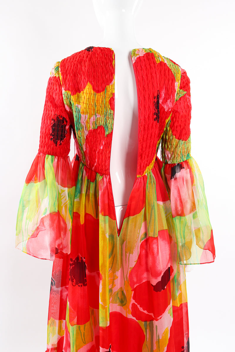 Vintage Teal Traina Silk Organza Watercolor Poppy Dress on Mannequin zip at Recess Los Angeles