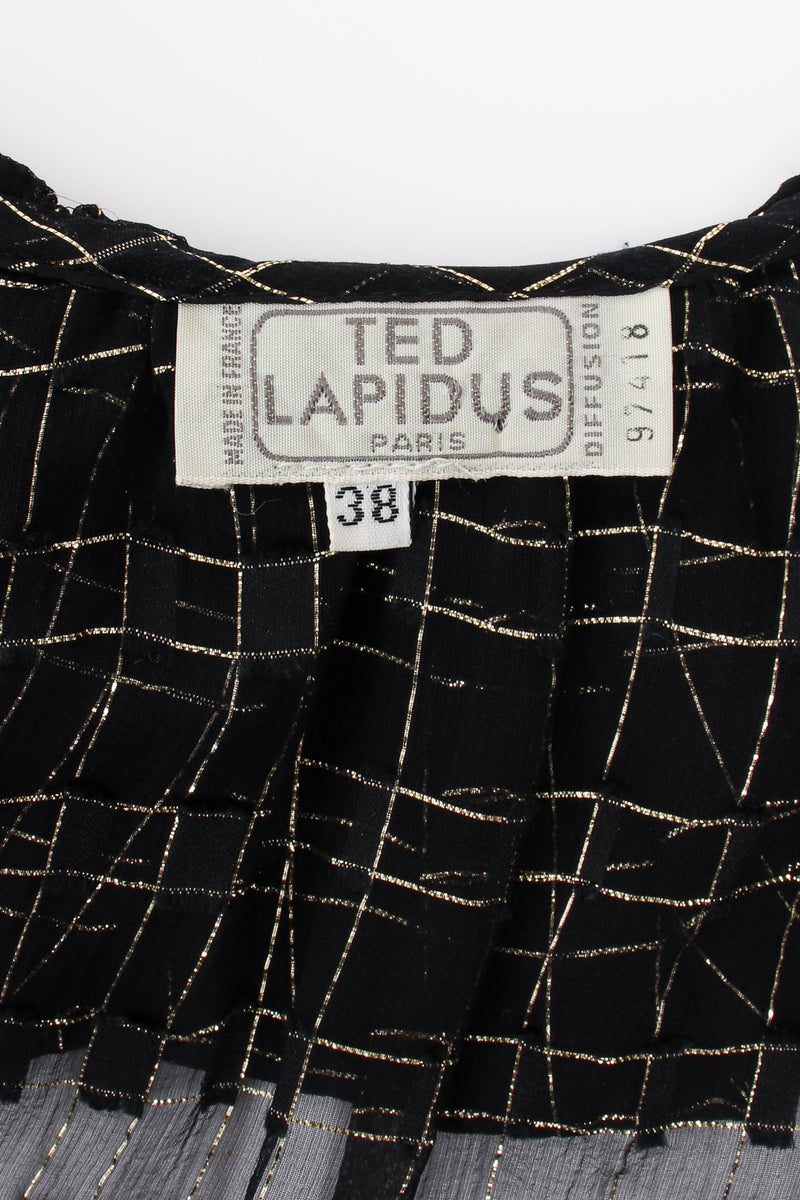 Vintage Ted Lapidus Sheer Silk Ruffle Collar Lamé Blouse label at Recess Los Angeles
