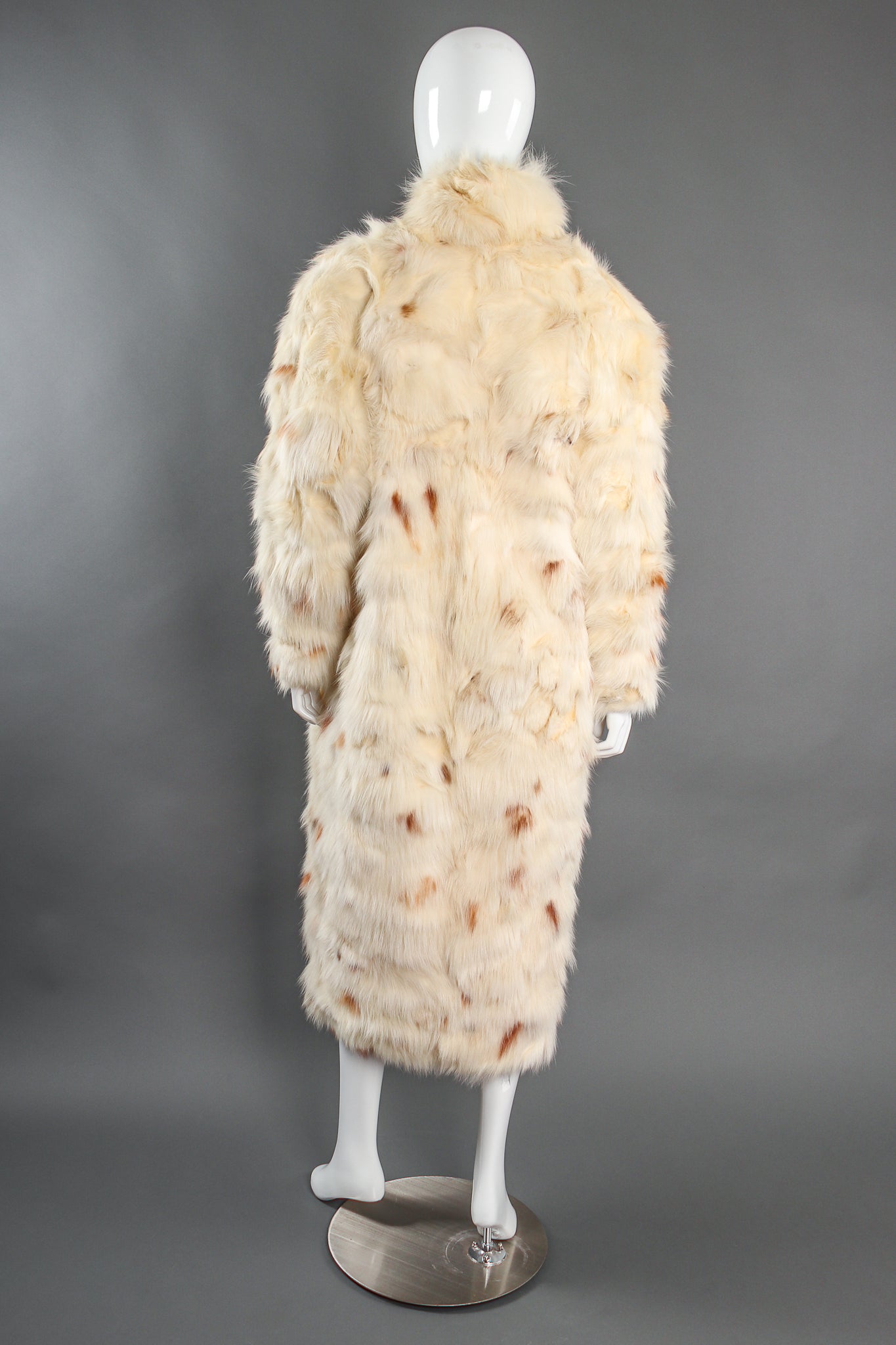 Vintage Ted Lapidus Long Fox Fur Rock Star Coat on Mannequin back at Recess Los Angeles