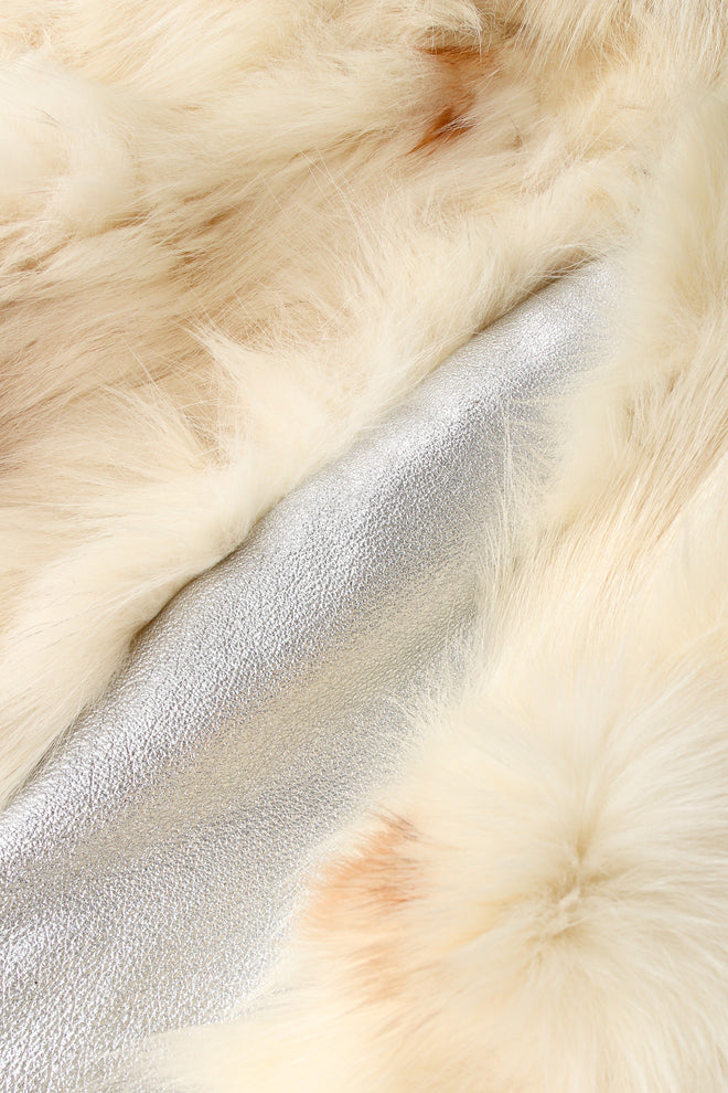 Vintage Ted Lapidus Long Fox Fur Rock Star Coat leather lamé at Recess Los Angeles