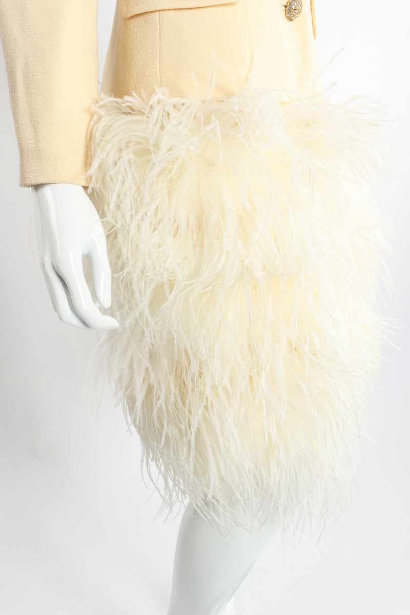 Vintage Teri Jon Wedding bridal Ostrich Pouf Jacket & Skirt Set on Mannequin Skirt Crop @ Recess LA