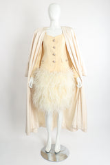 Vintage Teri Jon Wedding bridal Ostrich Pouf Jacket & Skirt Set on Mannequin Front @ Recess LA