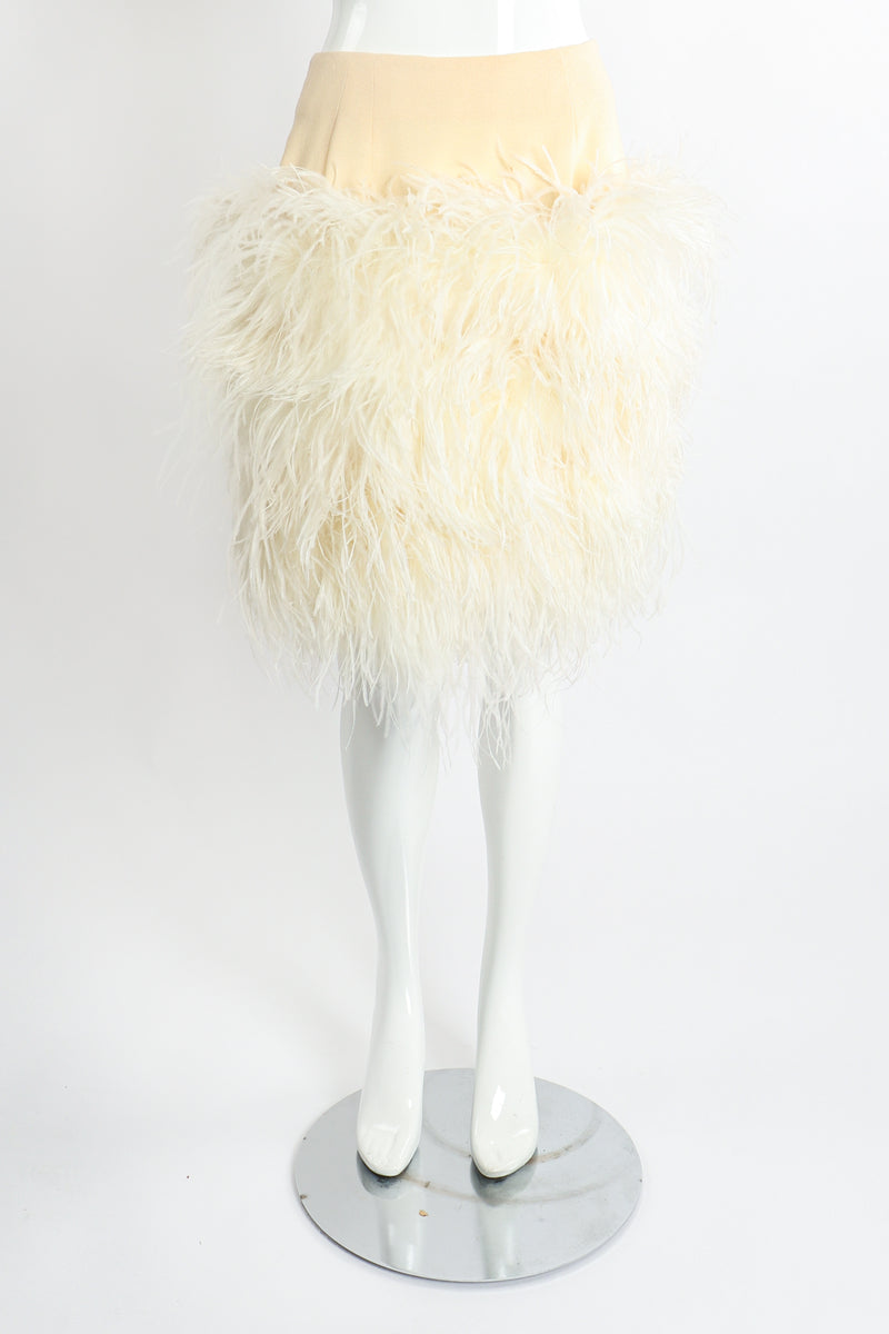 Vintage Teri Jon Wedding bridal Ostrich Pouf Skirt Set on Mannequin Front @ Recess LA