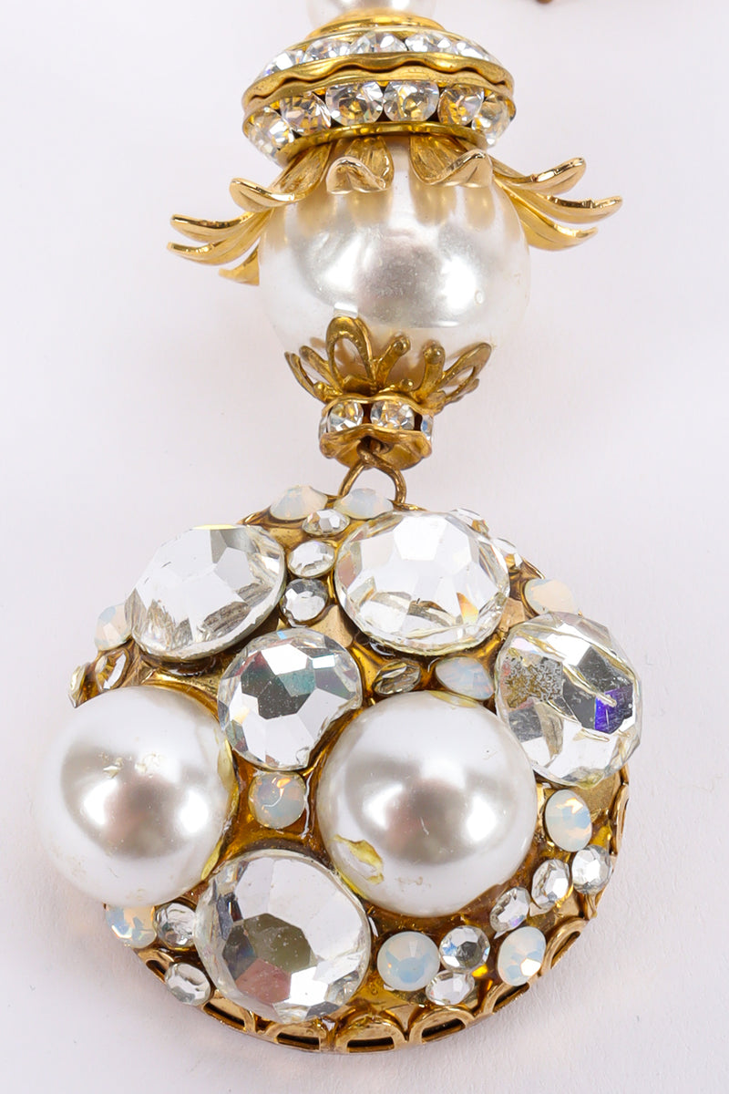 Vintage David Mandel Crystal Pearl Filigree Chandelier Earrings round top @ Recess LA