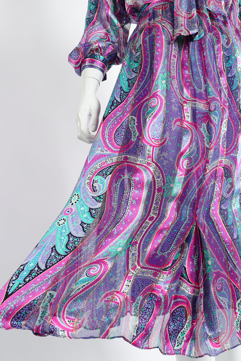 Vintage Silk Farm Sheer Paisley Blouse & Skirt Set on Mannequin skirt at Recess Los Angeles