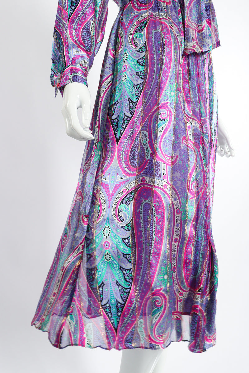 Vintage Silk Farm Sheer Paisley Blouse & Skirt Set on Mannequin skirt at Recess Los Angeles