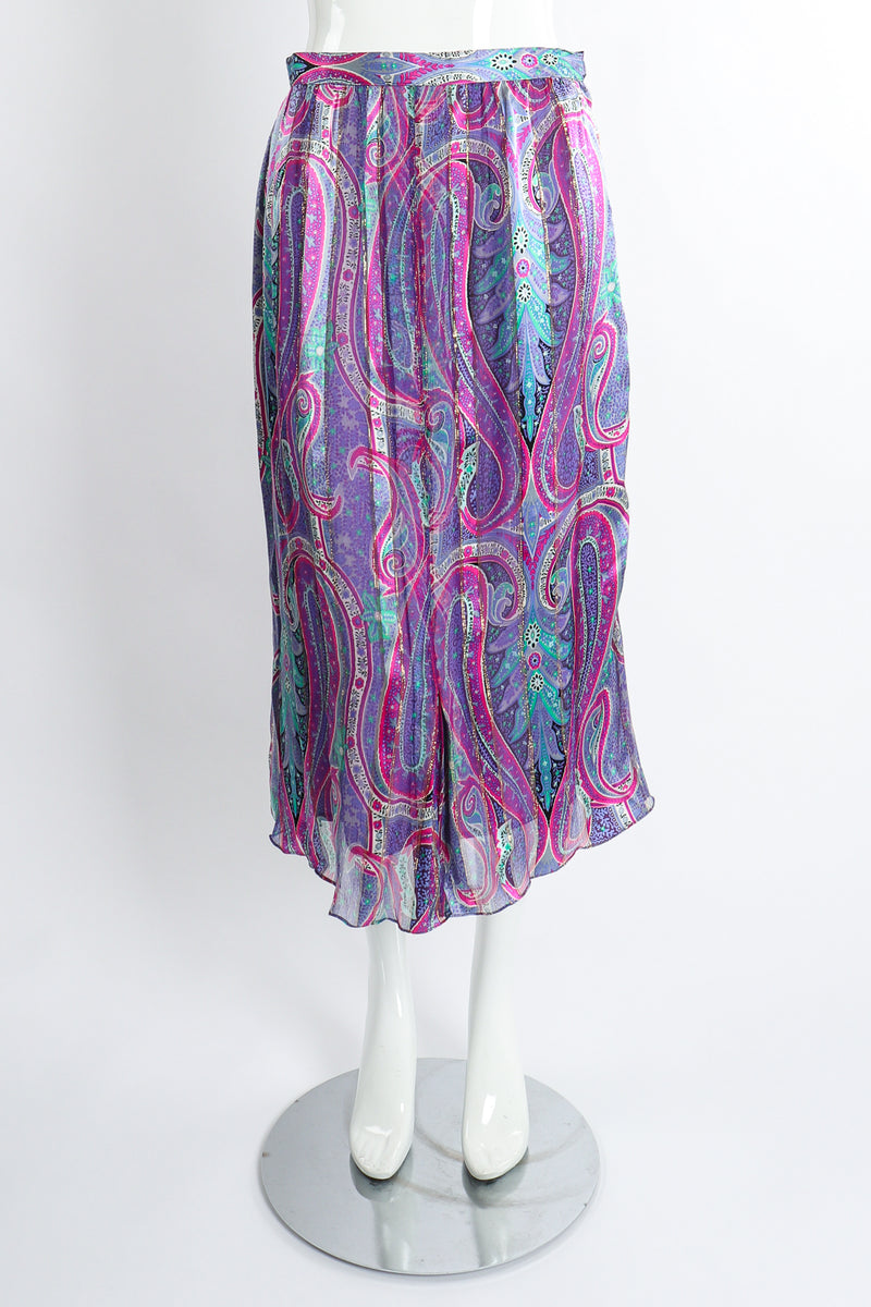 Vintage Silk Farm Sheer Paisley Skirt Set front at Recess Los Angeles