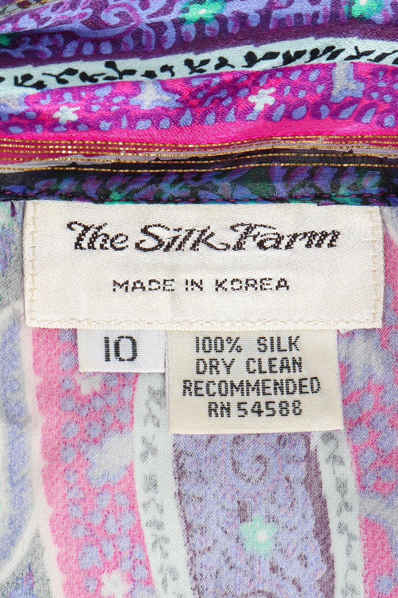 Vintage Silk Farm Sheer Paisley Blouse & Skirt Set label at Recess Los Angeles
