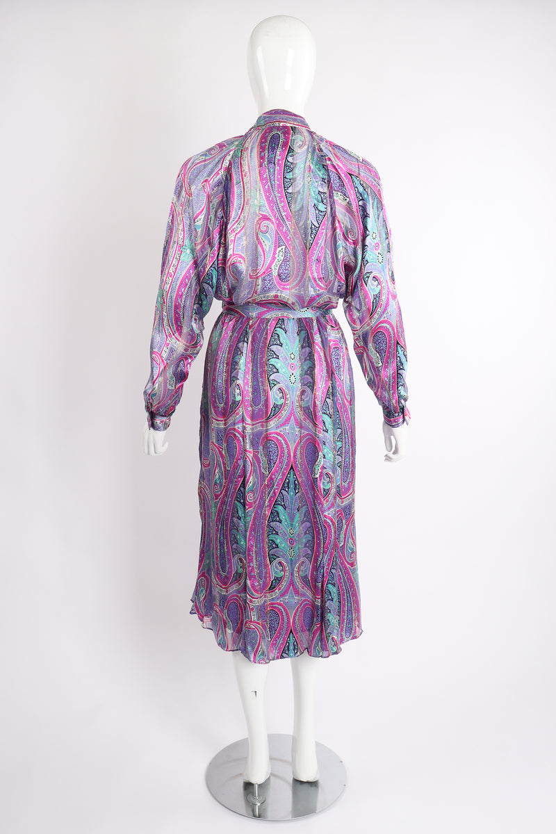 Vintage Silk Farm Sheer Paisley Blouse & Skirt Set on Mannequin back at Recess Los Angeles