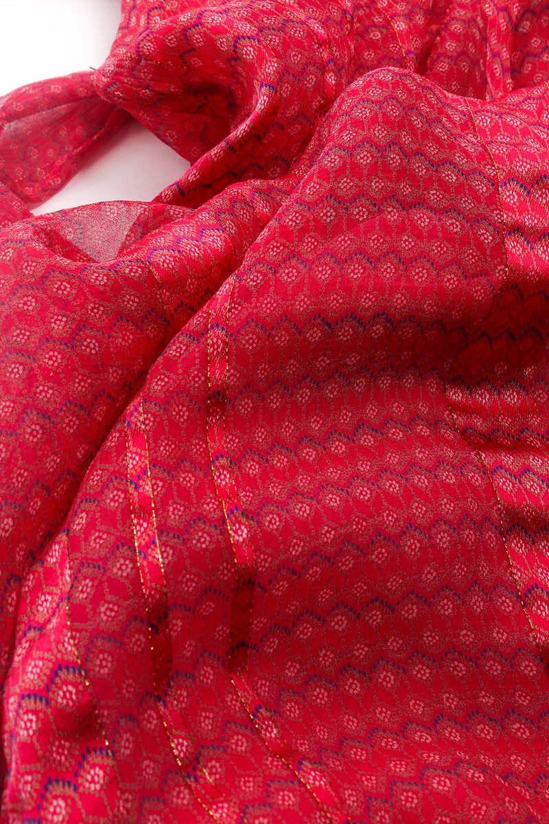 Vintage The Silk Farm Chiffon Mini Print Butterfly Sleeve Dress fabric detail at Recess LA