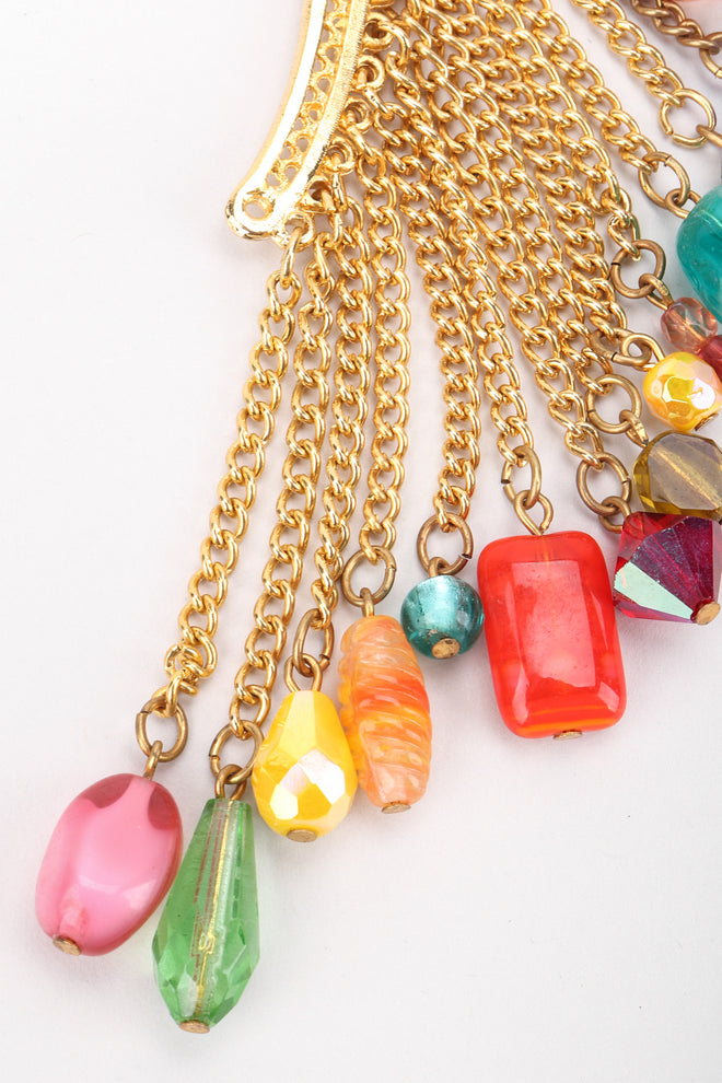 Recess Los Angeles Vintage David Mandel The Show Must Go On XL Rainbow Beaded Fringe Waterfall Dangle Earring