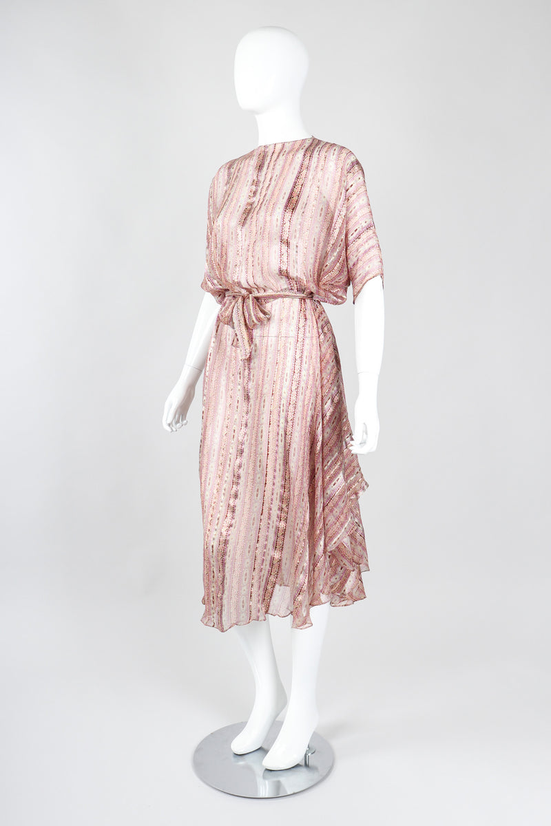 Recess Los Angeles Vintage The Silk Farm Sheer Striped Dolman Sleeve Dress