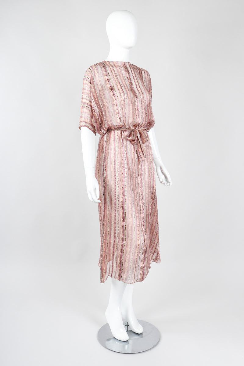 Recess Los Angeles Vintage The Silk Farm Sheer Striped Dolman Sleeve Dress