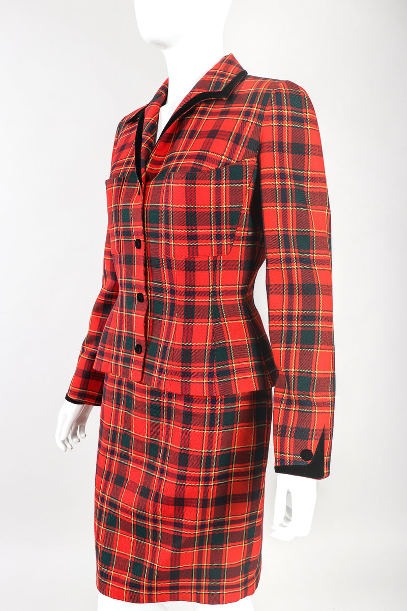 Recess Designer Consignment Vintage Thierry Mugler Clueless Punk Plaid Jacket & Skirt Suit Set Los Angeles Resale