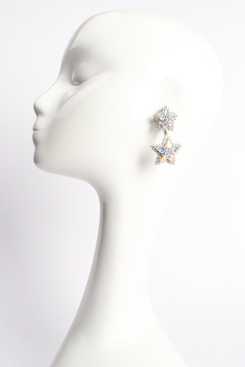 Asymmetrical Crystal Moon & Star Earrings