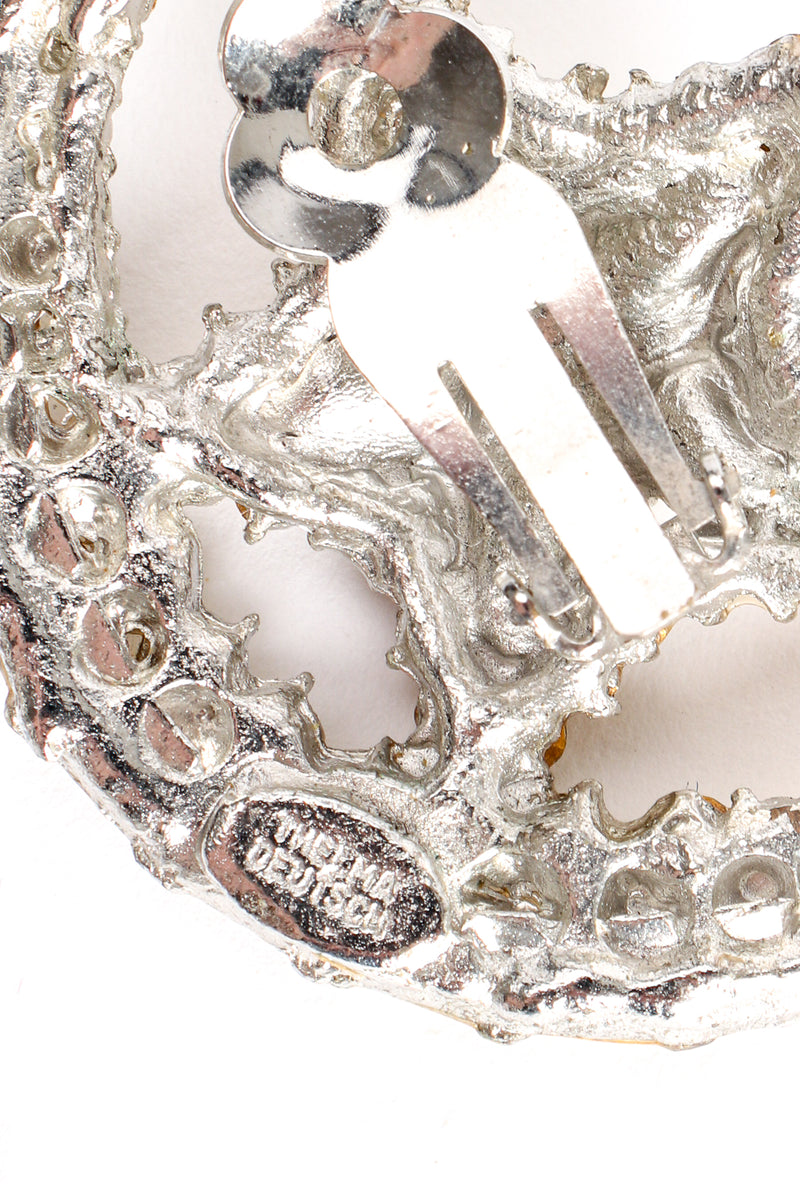 Vintage Thelma Deutsch Asymmetrical Crystal Moon & Star Earrings signature cartouche at Recess LA