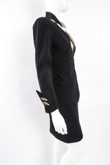 Vintage Thierry Mugler Cutout Collar Jacket & Skirt Set Toxic on Mannequin side at Recess LA