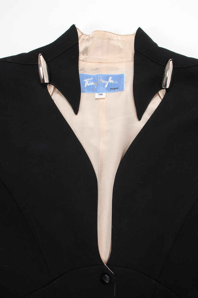 Vintage Thierry Mugler Cutout Collar Jacket & Skirt Set Toxic jacket neckline at Recess LA