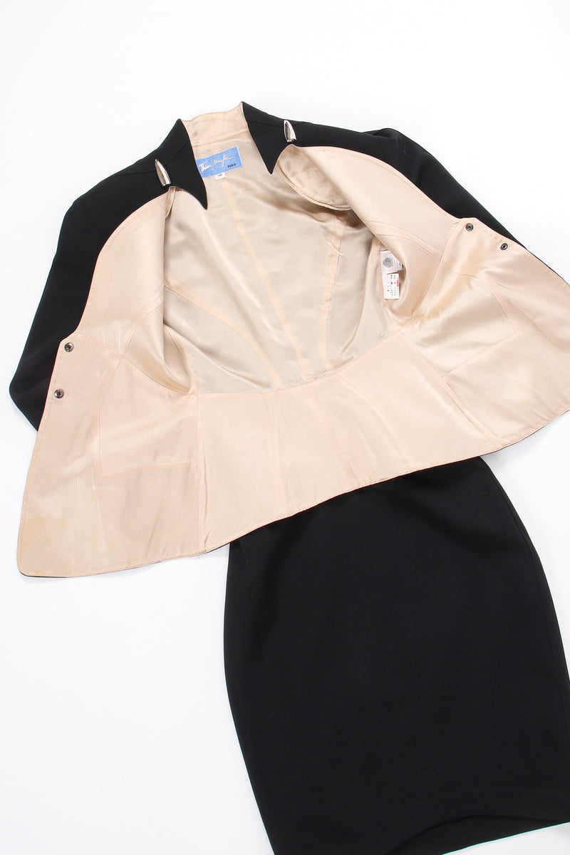 Vintage Thierry Mugler Cutout Collar Jacket & Skirt Set Toxic jacket lining at Recess LA