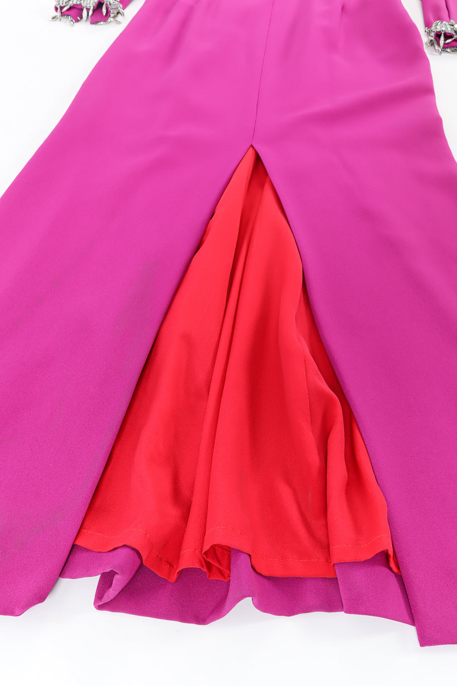 Vintage Thierry Mugler Crystal Metal Mesh Silk Gown hem opening slit/lining @ Recess LA