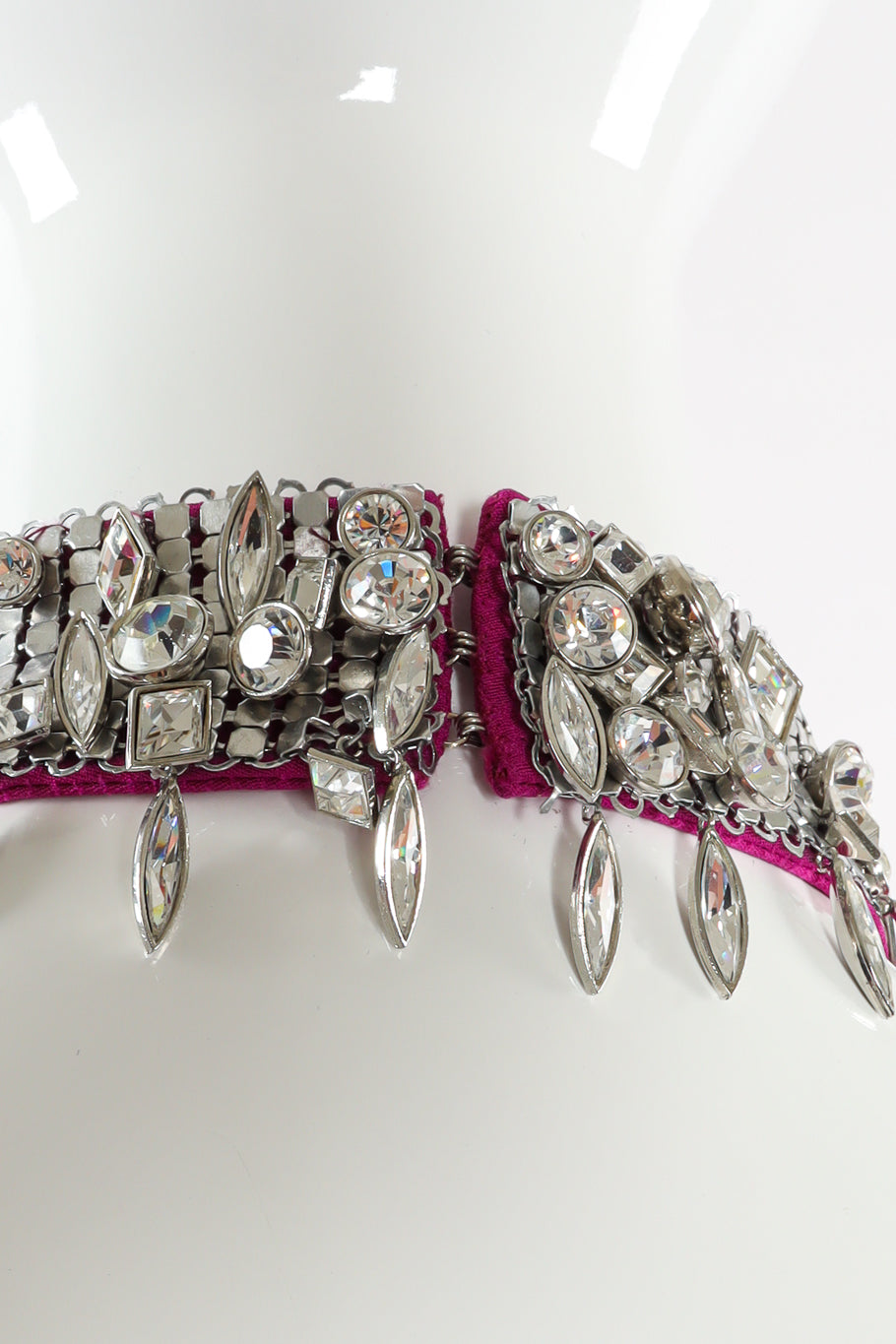Vintage Thierry Mugler Crystal Metal Mesh Silk Gown jeweled collar close @ Recess LA