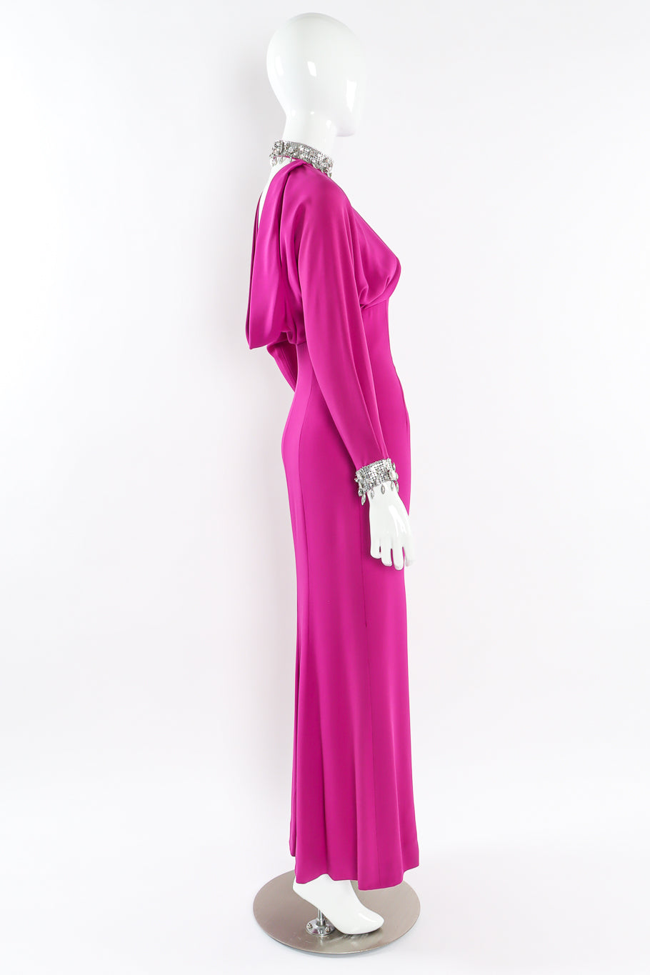 Vintage Thierry Mugler Crystal Metal Mesh Silk Gown mannequin side @ Recess LA