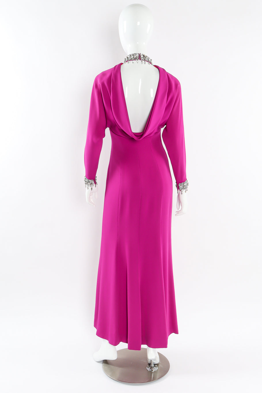 Vintage Thierry Mugler Crystal Metal Mesh Silk Gown mannequin back @ Recess LA