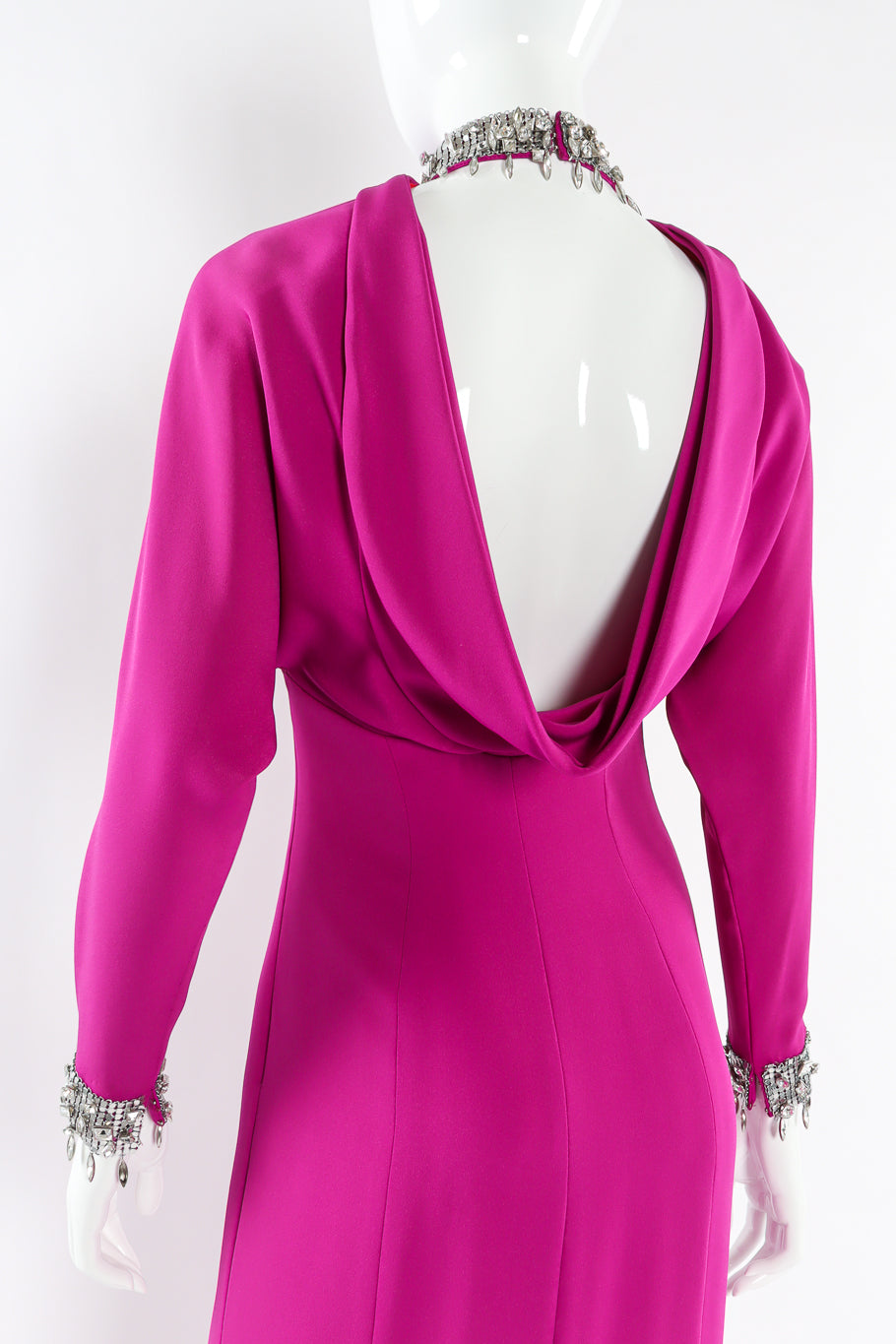 Vintage Thierry Mugler Crystal Metal Mesh Silk Gown back cowl neck @ Recess LA