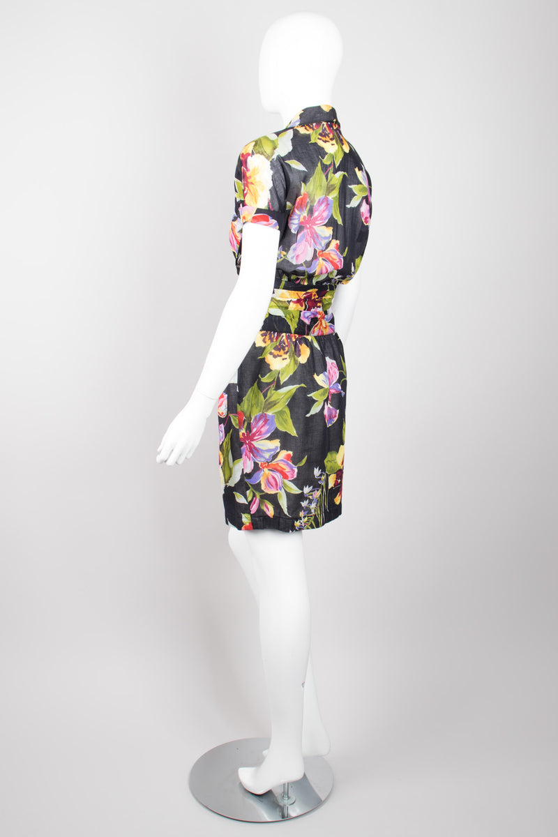 Thierry Mugler Floral Tie-Front Dress