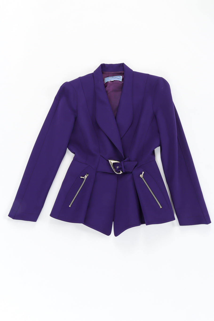 Vintage Thierry Mugler Buckle Jacket & Skirt Suit Set jacket flat lay @ Recess LA