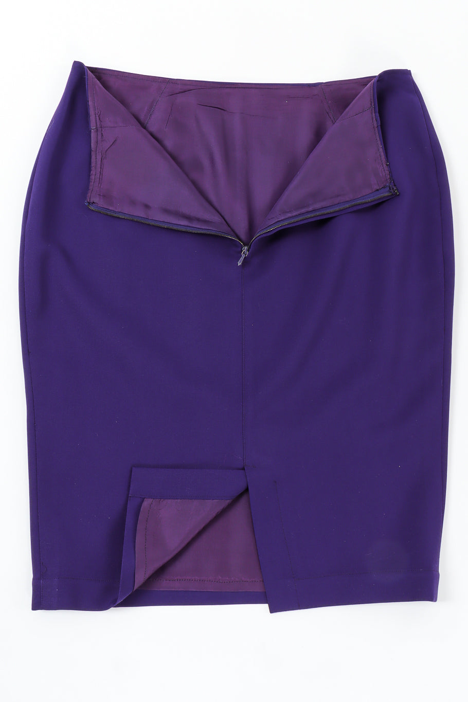 Vintage Thierry Mugler Buckle Jacket & Skirt Suit Set skirt opening/lining @ Recess LA